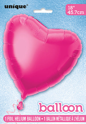 Globo Foil Corazón Sólido 18", Empaquetado - Rosa Caliente