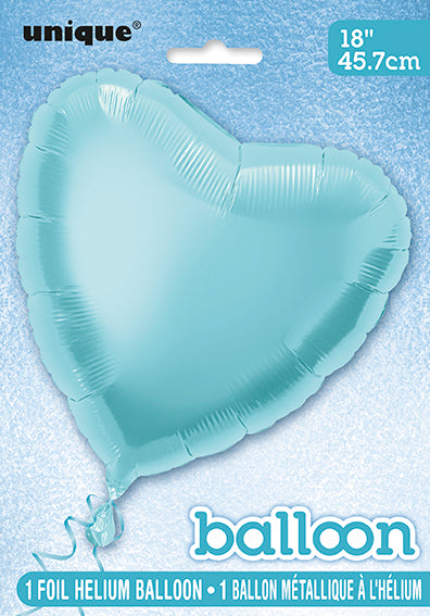 Globo Corazón Sólido 18", Empaquetado - Azul Bebé