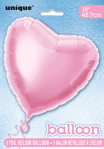 Globo Corazón Sólido 18", Empaquetado - Rosa Pastel