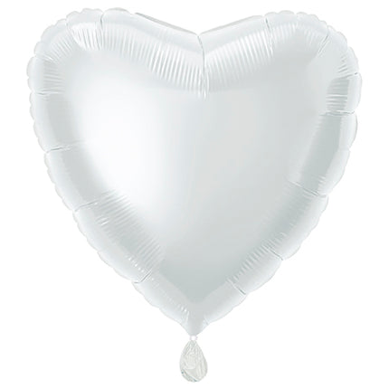 Globo Corazón Sólido 18", Empaquetado - Blanco