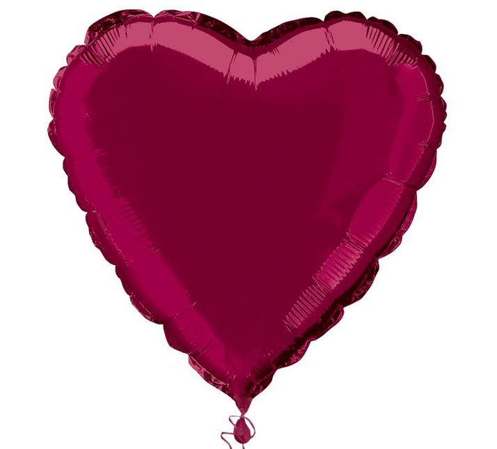 Globo Foil Corazón Sólido 18", Empaquetado - Borgoña