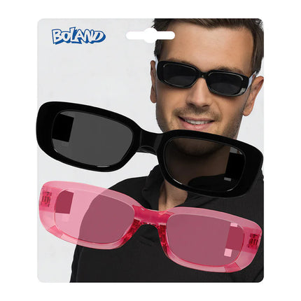 Lote de 2 gafas de fiesta Techno (negras y rosas)