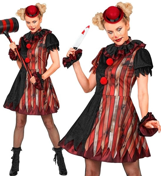Vestido «Wicked Clown» rojo y negro para mujer