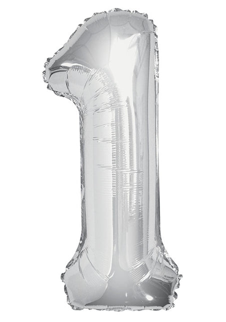 1 Año Figura Globo Plata Vacío 86cm