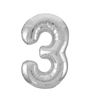 Globo Figura 3 Años Plata Vacío 86cm
