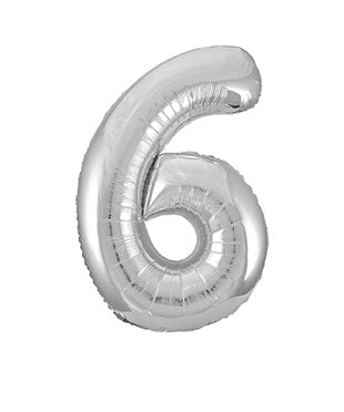 Globo Figura 6 Años Plata Vacío 86cm