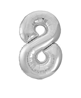 Globo Figura 8 Años Plata Vacío 86cm