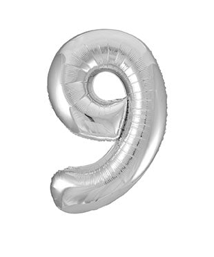 Globo Figura 9 Años Plata Vacío 86cm