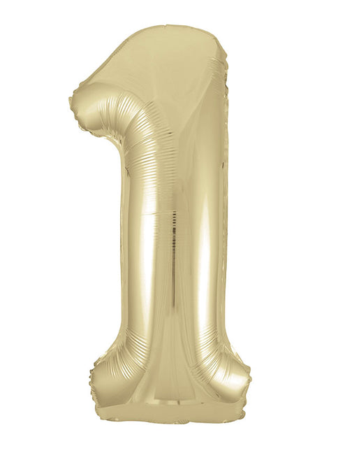 1 Año Figura Globo Oro Brillante Vacío 86cm