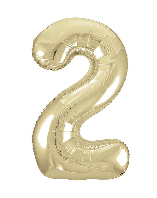 Figura 2 Años Globo Oro Brillante Vacío 86cm