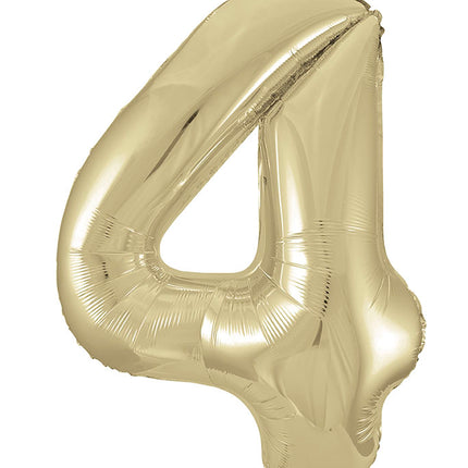 Figura 4 Años Globo Oro Brillante Vacío 86cm