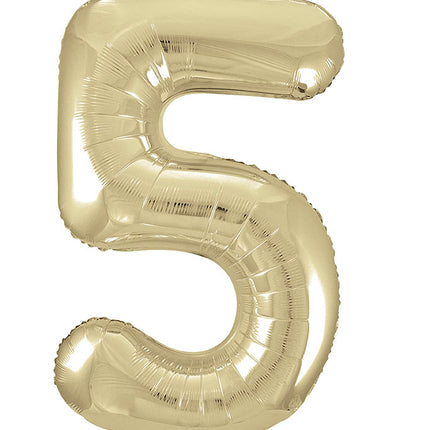 Globo Figura 5 Años Oro Brillante Vacío 86cm