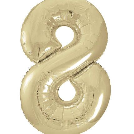 Figura 8 Años Globo Oro Brillante Vacío 86cm