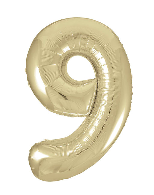 Figura 9 Años Globo Oro Brillante Vacío 86cm