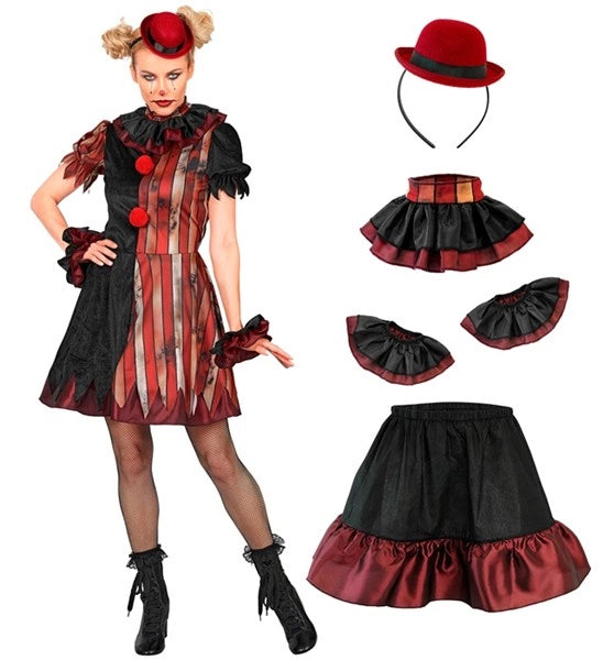 Vestido «Wicked Clown» rojo y negro para mujer