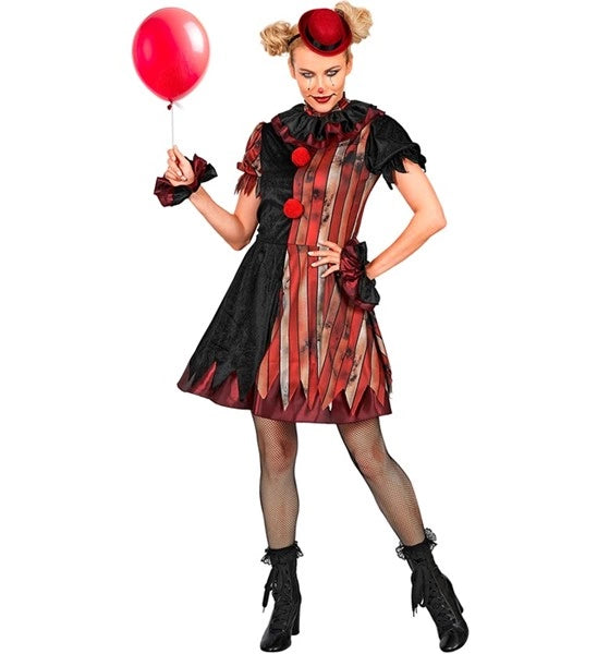 Vestido «Wicked Clown» rojo y negro para mujer
