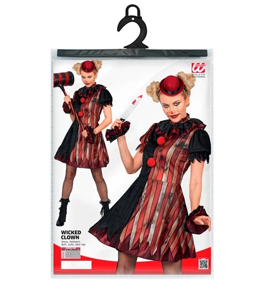 Vestido «Wicked Clown» rojo y negro para mujer