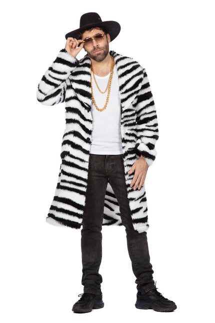 Abrigo de piel cebra largo