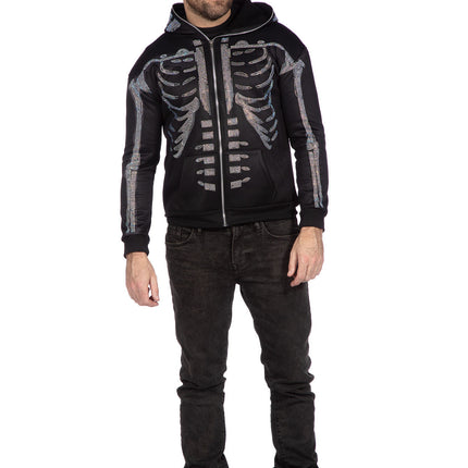 Chaleco Esqueleto Negro Hombre Strass