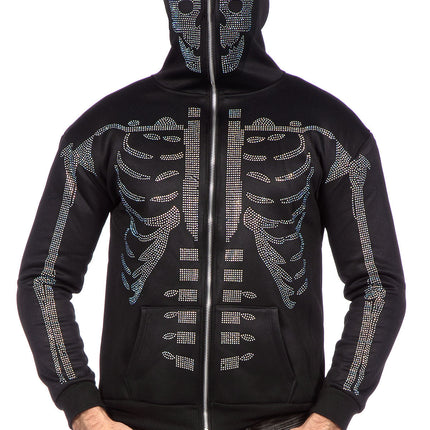Chaleco Esqueleto Negro Hombre Strass