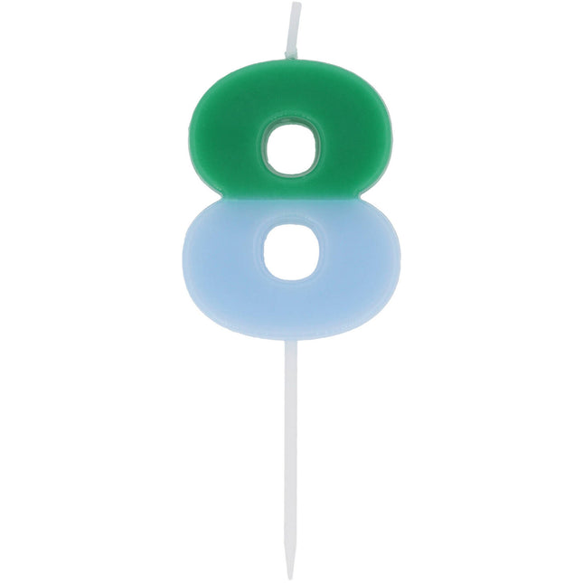 Vela 8 Años Verde Azul 9cm