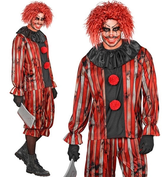 Disfraz de payaso malvado rojo y negro para hombre