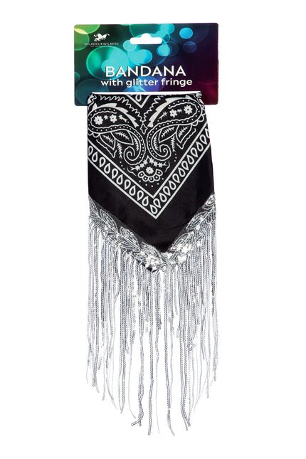 Bandana Negro Plata Flecos Strass