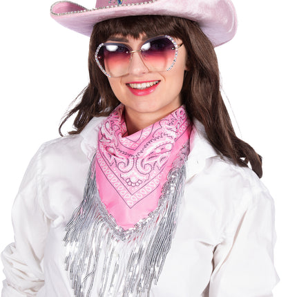Bandana rosa Flecos de strass