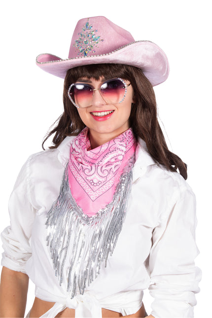 Bandana rosa Flecos de strass