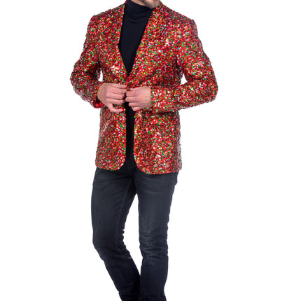 Blazer Rojo Verde Paillettes de Hombre