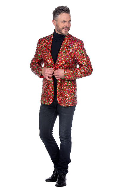 Blazer Rojo Verde Paillettes de Hombre