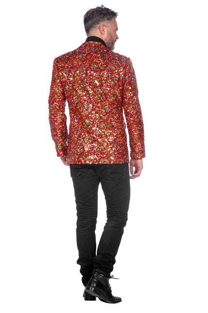 Blazer Rojo Verde Paillettes de Hombre