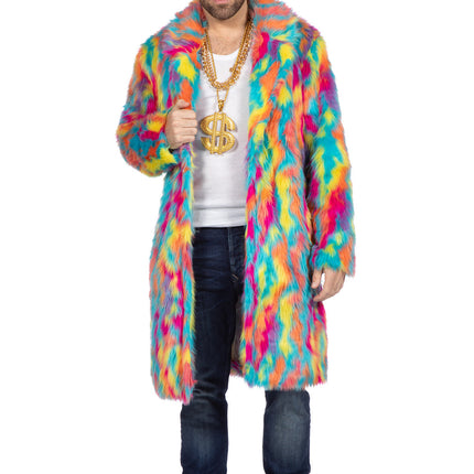 Abrigo de piel multicolor largo (V)