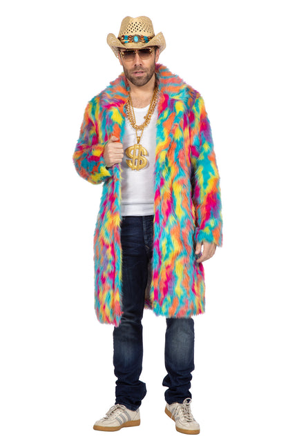 Abrigo de piel multicolor largo (V)