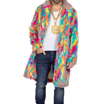 Abrigo de piel multicolor largo (V)