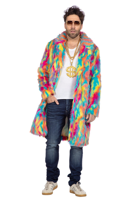 Abrigo de piel multicolor largo (V)