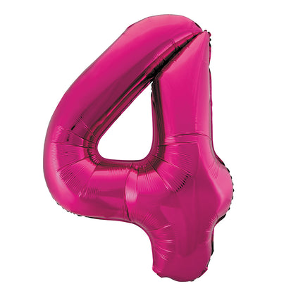 Globo Figura 4 Años Fucsia Vacío 86cm