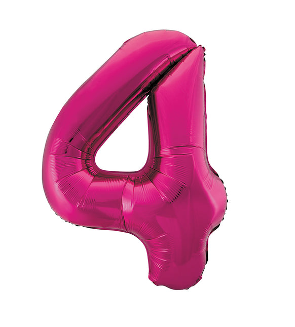 Globo Figura 4 Años Fucsia Vacío 86cm