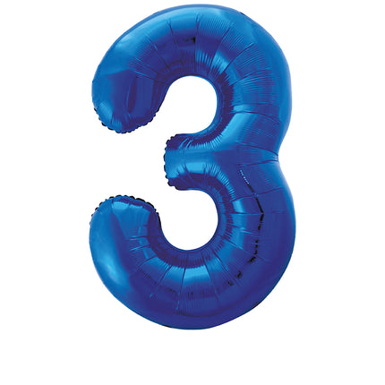 Globo Figura 3 Años Azul Vacío 86cm