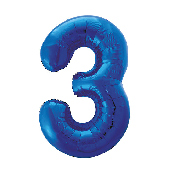 Globo Figura 3 Años Azul Vacío 86cm
