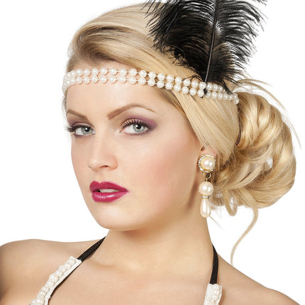 Diadema Charleston Negro Blanco