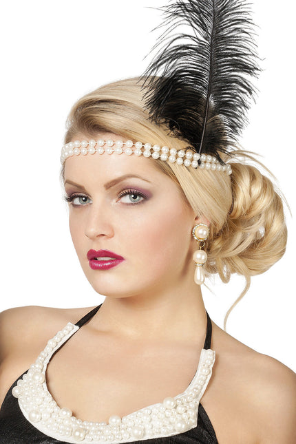 Diadema Charleston Negro Blanco