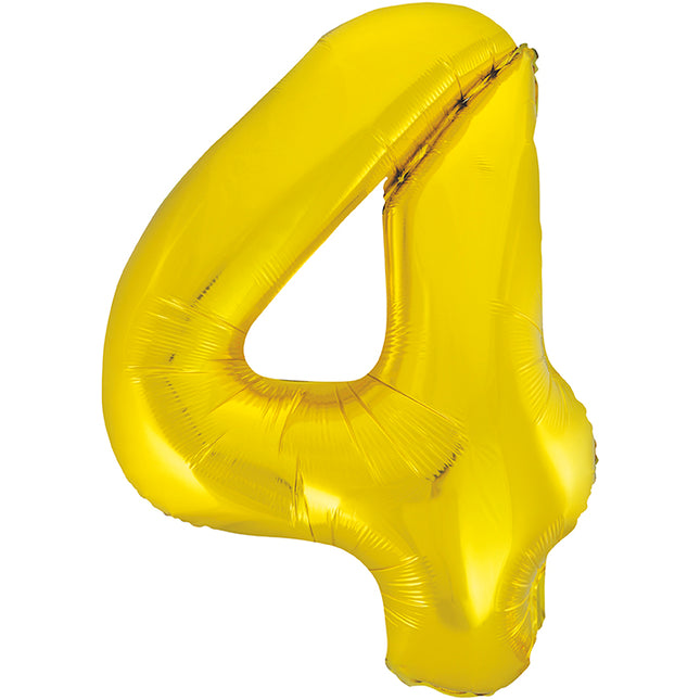 Globo Figura 4 Años Oro Vacío 86cm