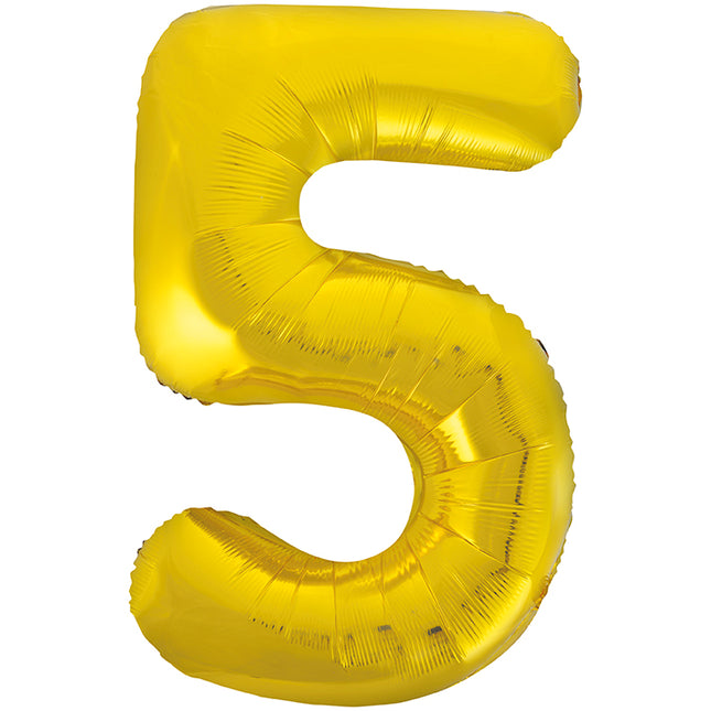 Globo Figura 5 Años Oro Vacío 86cm