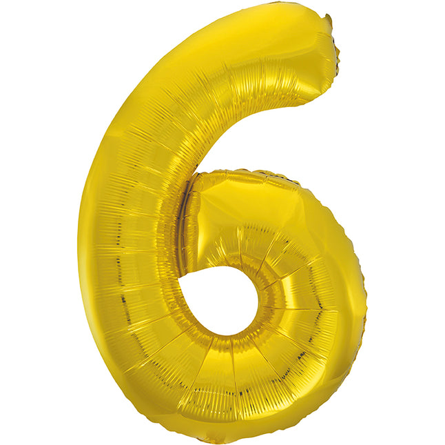 Globo Figura 6 Años Oro Vacío 86cm