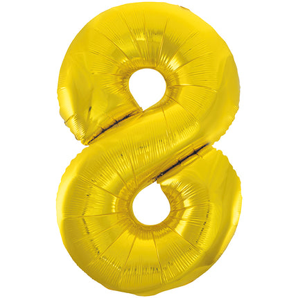 Globo Figura 8 Años Oro Vacío 86cm
