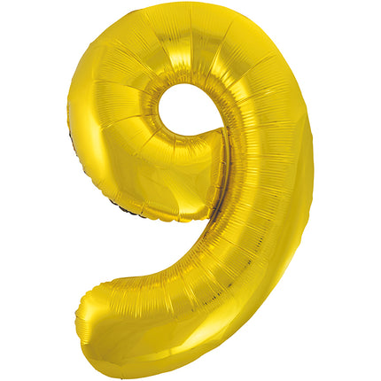 Globo Figura 9 Años Oro Vacío 86cm