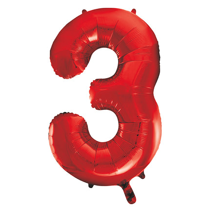 Globo Figura 3 Años Rojo Vacío 86cm