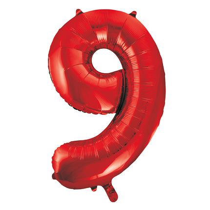 Globo Figura 9 Años Rojo Vacío 86cm