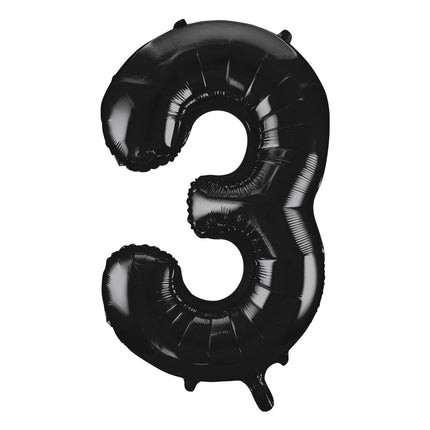 Globo Figura 3 Años Negro Vacío 86cm